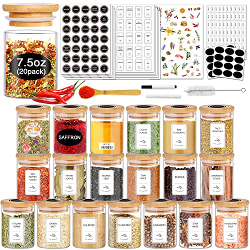 Spice Jars with Label (2 Model (7.5OZ 20Pack with Label))