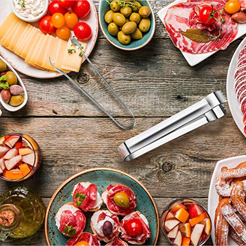 12 Pieces Sugar Ice Tongs Stainless Steel Mini Serving Appetizers Small Kitchen Tongs for Tea Party Coffee Bar Kitchen (Silver)