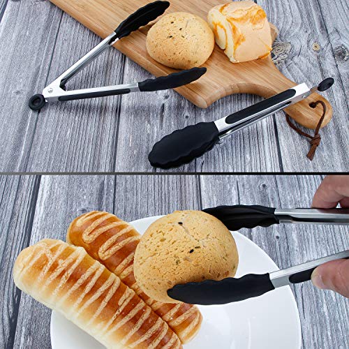 Kitchen Food Tongs (Black White Gray - Mini Tongs Set)