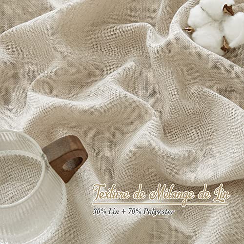 Cream Beige Linen Curtains & Drapes 84 inches Long (52"W x 84"L (Pack of 2) / Linen Cream)
