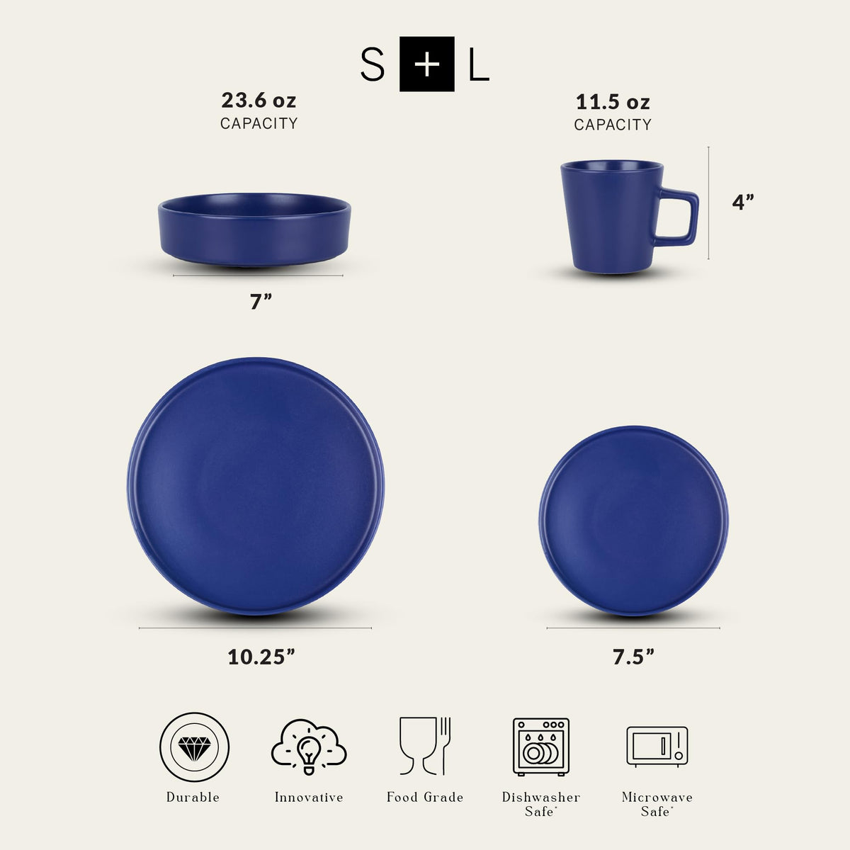 Cleo Stoneware 16 (Dinnerware Set / Service For 4 / Blue)
