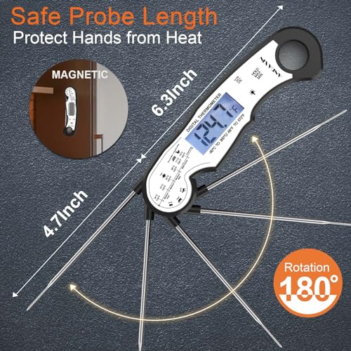 Digital Instant Read Meat Thermometer Digital for Grilling and Cooking (Black/White)