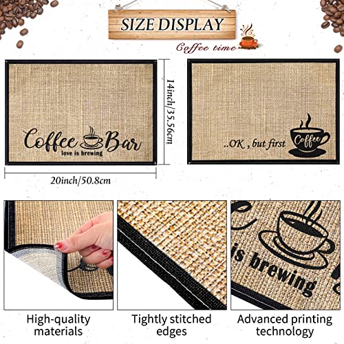 2 Pcs 20 x 14 Inch Coffee Placemats for Countertop (First Coffee)