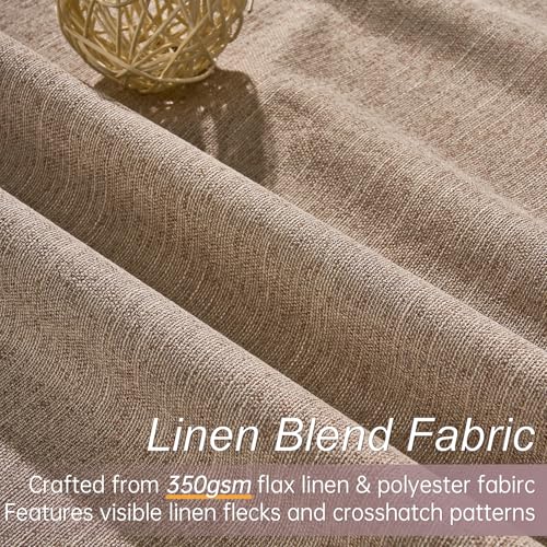 Taupe Burlap Linen Blackout Curtains 63 Inches Long 2 Panels for Small Window Boho Farmhouse Linen Blend Texture Insulated Hook Belt Back Tab Pocket Pleated Drapes Fall Home Decor (Dark Flax / 52"W x 63"L (Pack of 2))