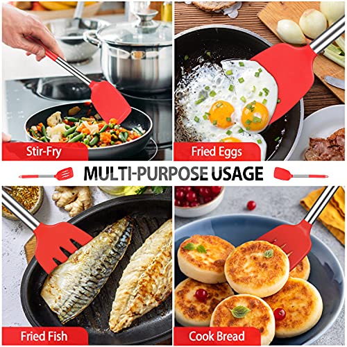 Silicone Cooking Spatulas and Spoons (Red)