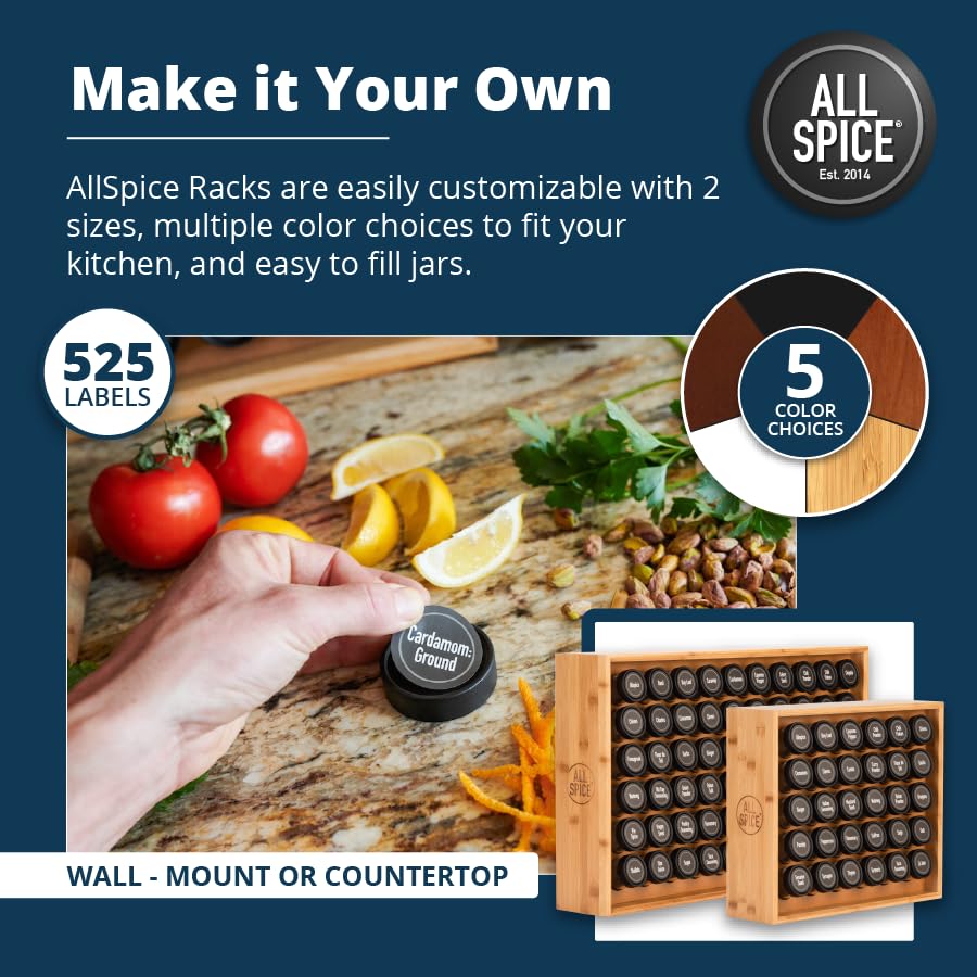 Spice Rack Organizer (60 Jar / Bamboo)