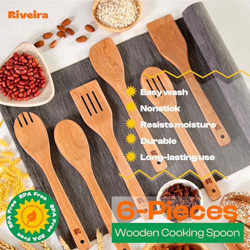Cherry Wooden Spoons for Cooking Set of 6 (Cherry / Set of 6)