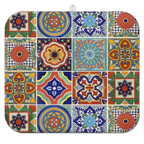 Boho Dish Drying Mat Drainer Pads (Brown / 16"x18")