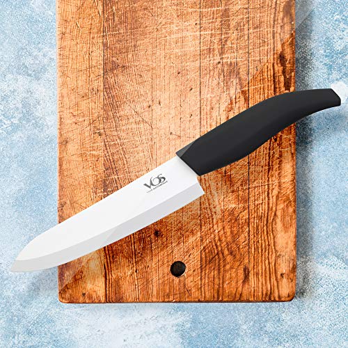Ceramic Knife Set with Peeler (Black handle and white blade / 4 Pcs)