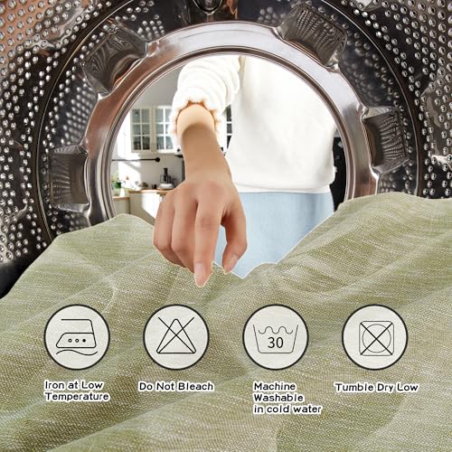 Sage Green Sheer Curtains Short Window Treatment Panels Light Filtering Semi Sheer Curtains Boho Farmhouse Style Texture Soft Touch Kitchen Drapes Set (50"W x 63"L (Pack of 2) / Sage Green)