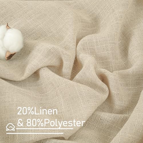 Short Linen Curtains 36 Inch Length for Half Windows 2 Panels (34"W x 36"L (Pack of 2) / Linen)