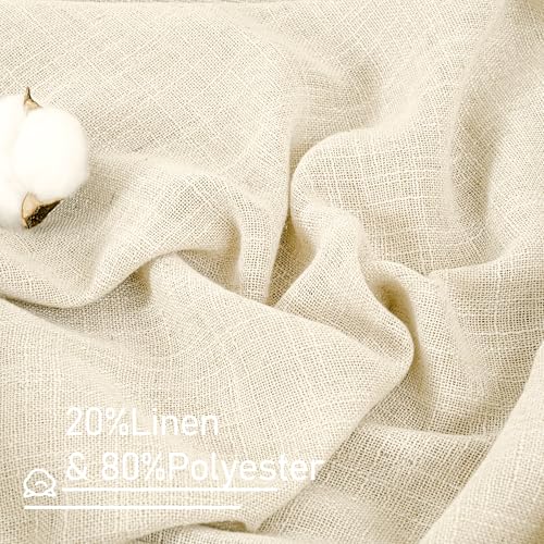 Semi Sheer Linen Curtains 80 Inch Length for Living Room 2 Panels (34"W x 80"L (Pack of 2) / Beige)
