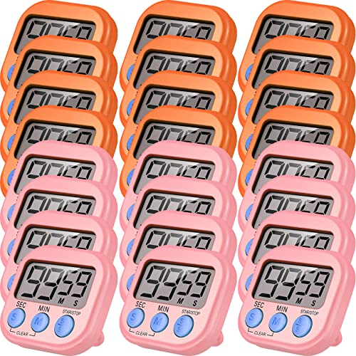24 Pcs Digital Kitchen Timer Magnetic Timer Bulk On (Pink, Orange)