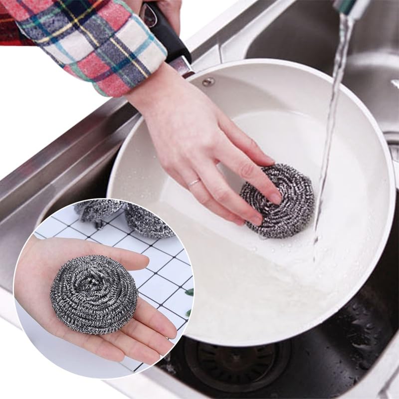 6 Pack Stainless Steel Wool Scrubber (Scouring Pad)