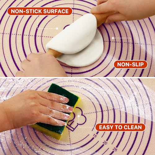 36"x24" Extra Thick Silicone Baking Mat for Pastry and Bread (Purple / 36"L x 24"W)
