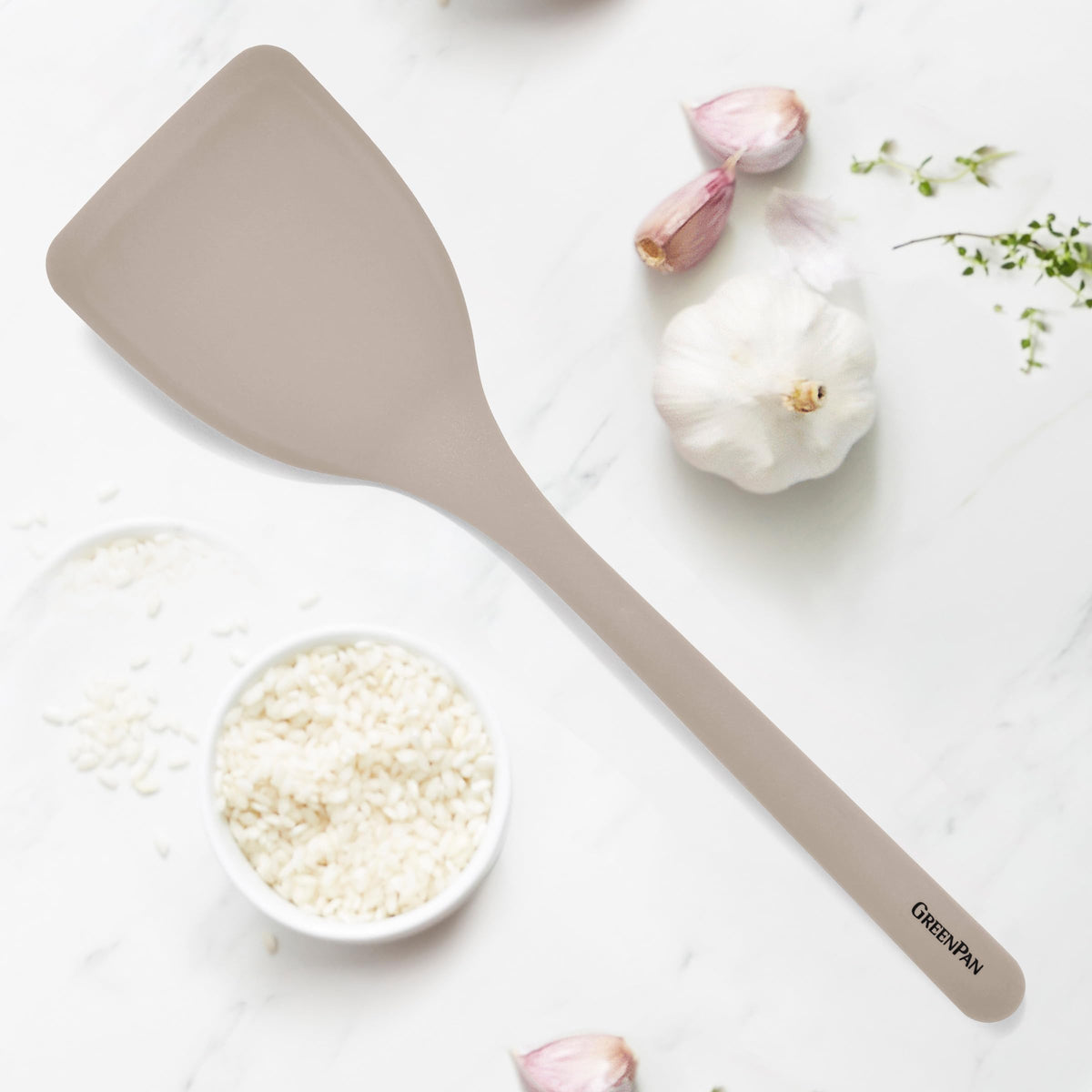 Silicone Solid Turner Spatula (Spatula Turner / Taupe)