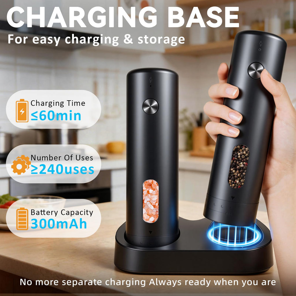 Electric Salt and Pepper Grinder Set with Dual Charging Base (KYMQ-65C)