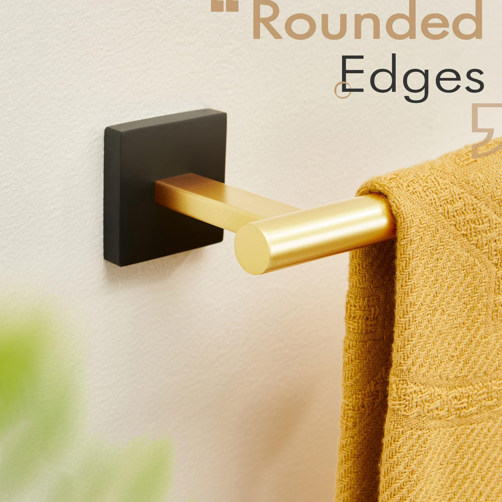Bathroom Towel Bar Hand Towel Holders Wall Mount Toilet Kitchen Cabinet Paper Holder Stainless Steel Bath Hardware Black with Gold (Black Gold / 1 Pack)