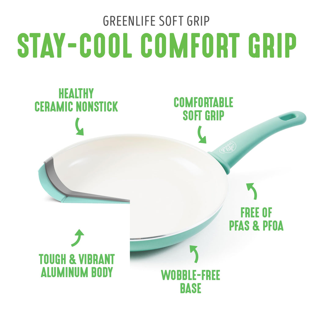 6QT Ceramic Nonstick Stockpot with Glass Straining Lid (6 Quarts / Turquoise)