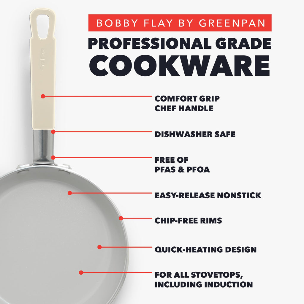 x Bobby Flay 13 Piece Ceramic Nonstick Cookware Set (13 Piece Cookware Set / Cream)
