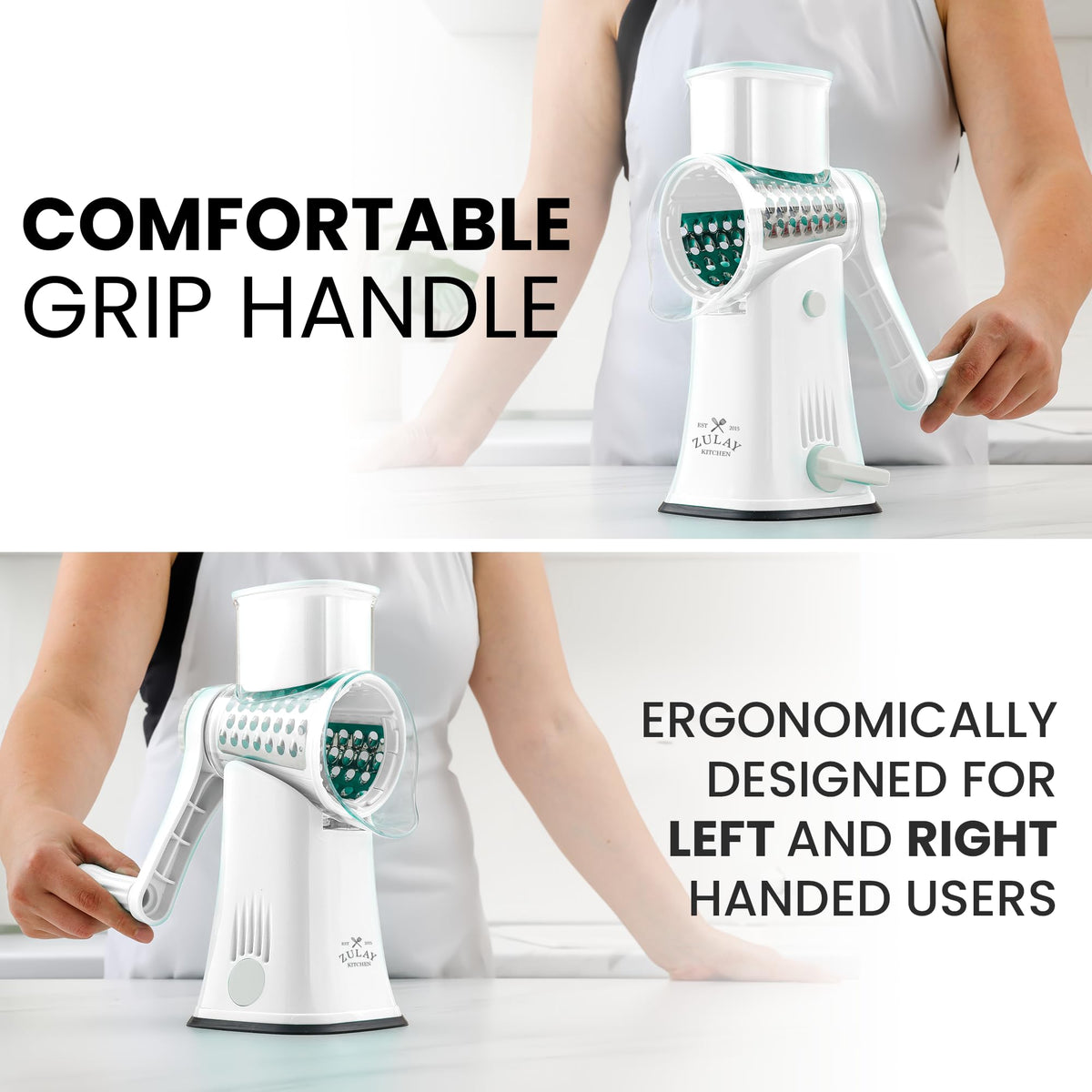 Rotary Cheese Grater Manual Hand Crank 5 Blade Shredder (5 Blades / White)