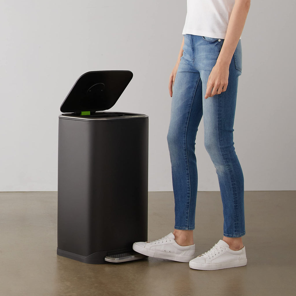 Rectangular Metal Trash Can With Soft