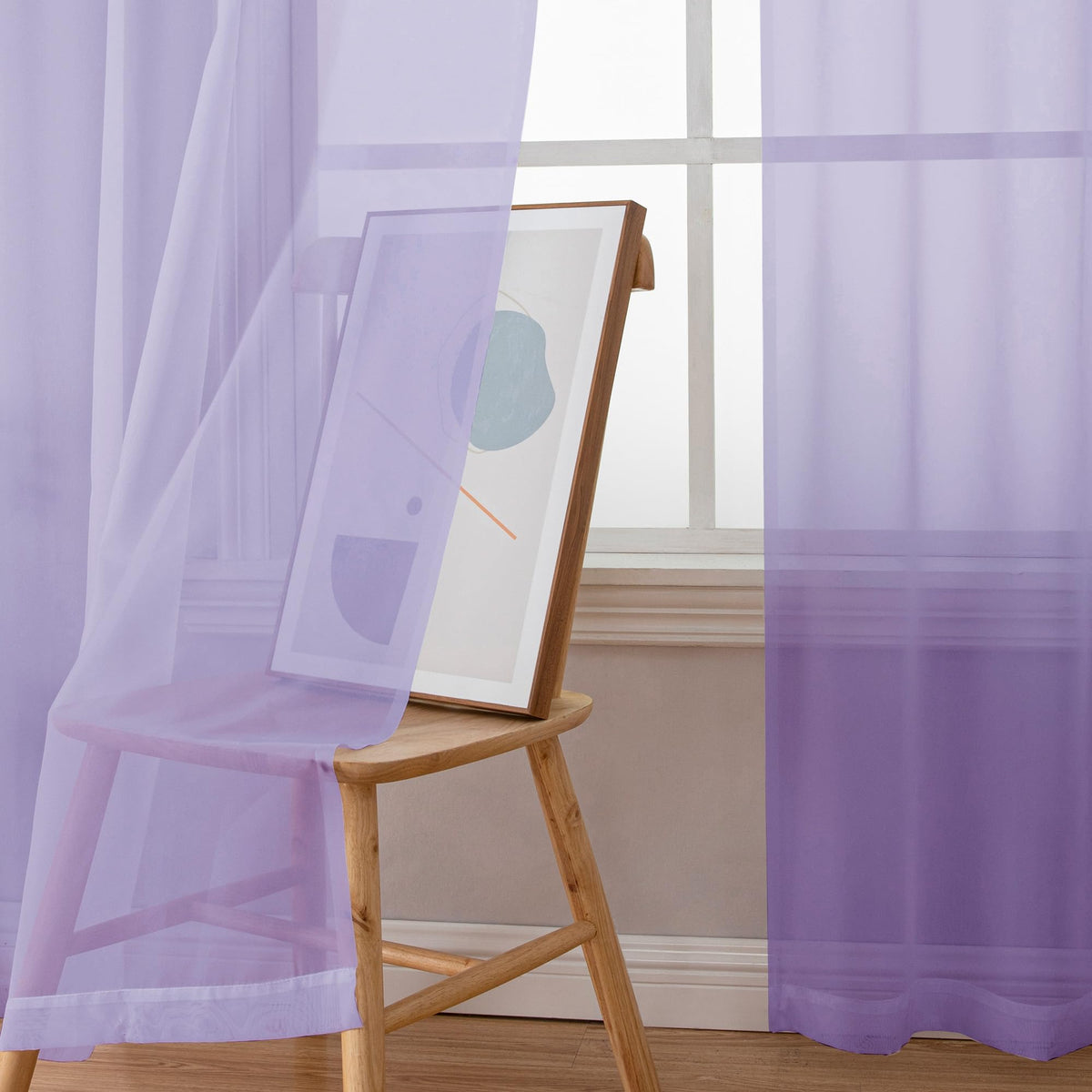 Sheer Curtains 78 inches Long for Bedroom Living Room 2 Panels Set (Lavender / 42"W x 78"L (Pack of 2))