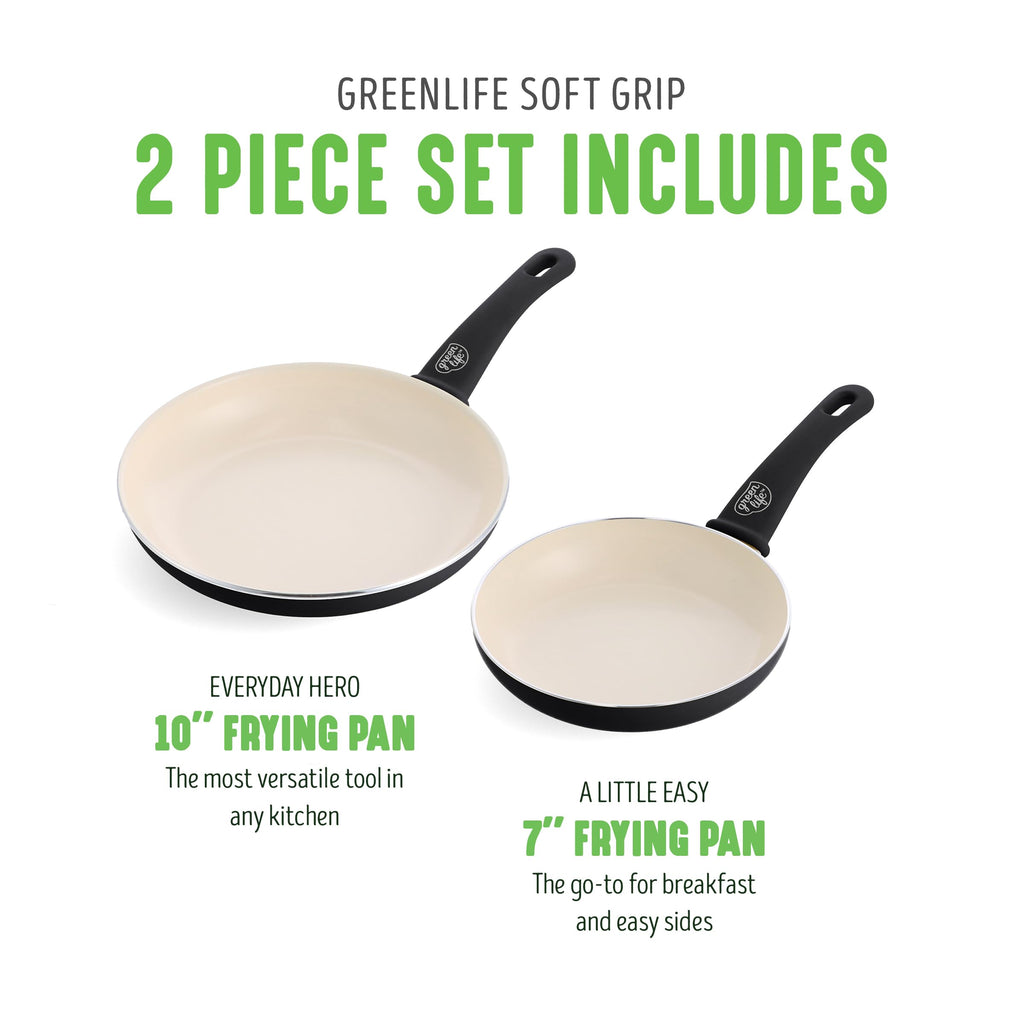 2 Piece 7” & 10” (7" & 10" Frying Pan Skillet Set / Black & Cream)