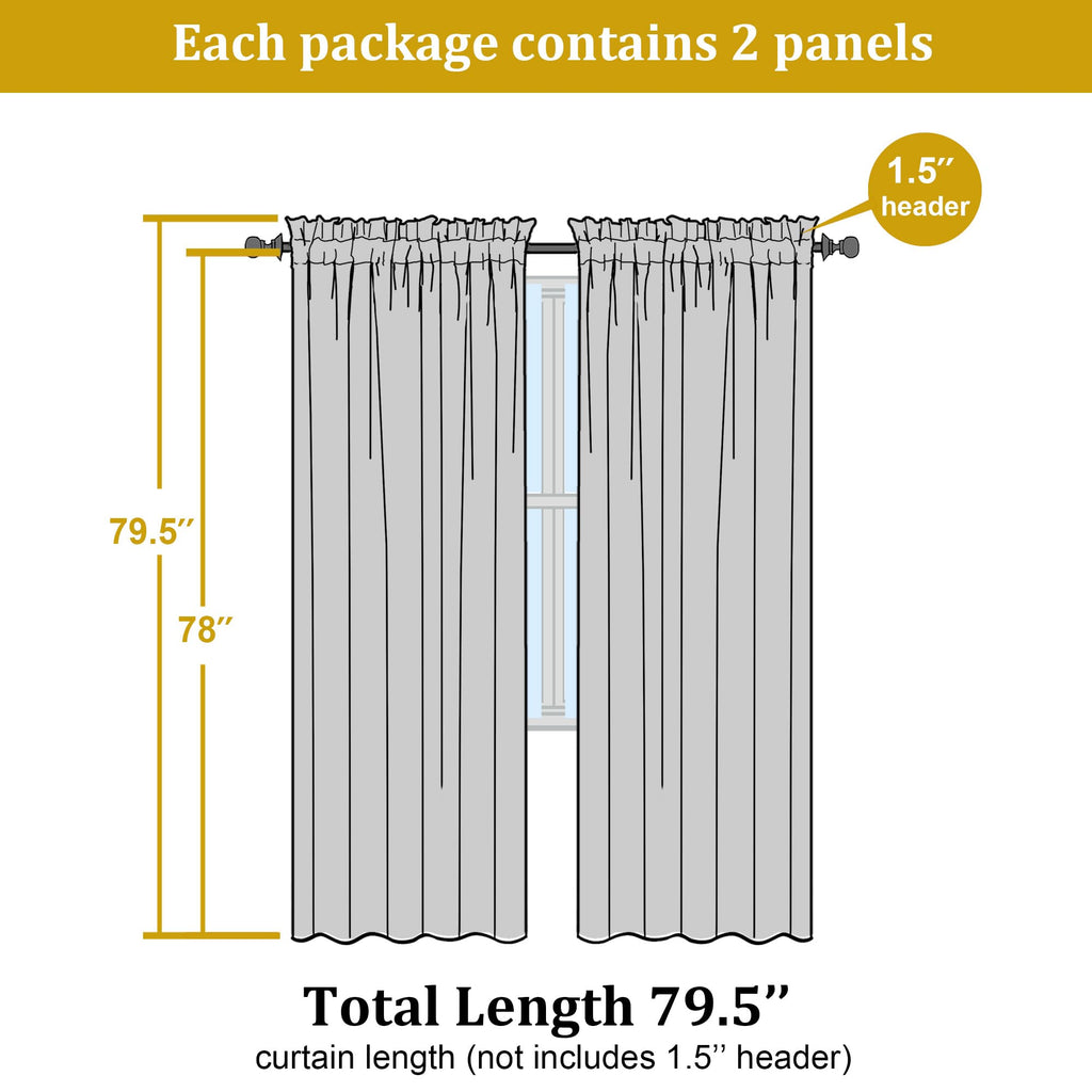 Black Sheer Curtains (Black / 42"W x 78"L (Pack of 2))