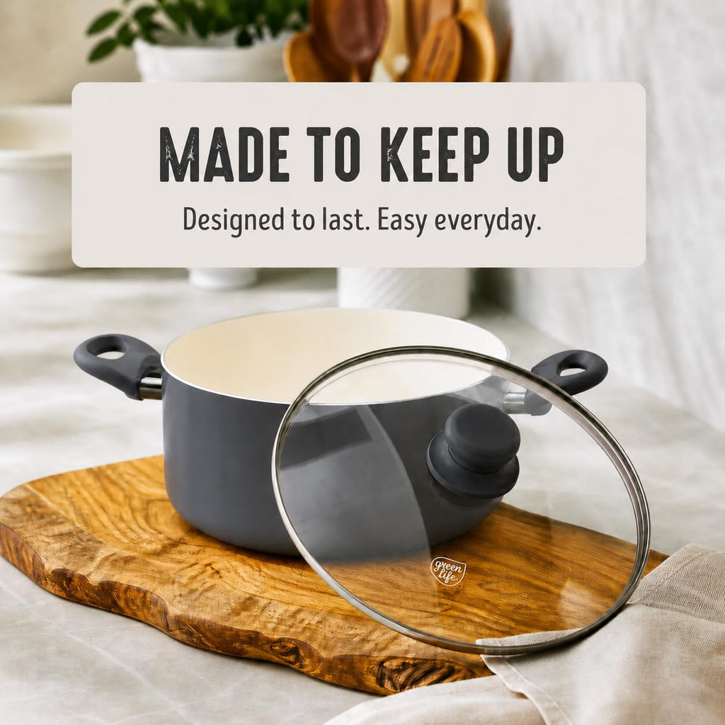 5QT Ceramic Nonstick Stockpot with Lid (5 Quarts / Graphite Black)