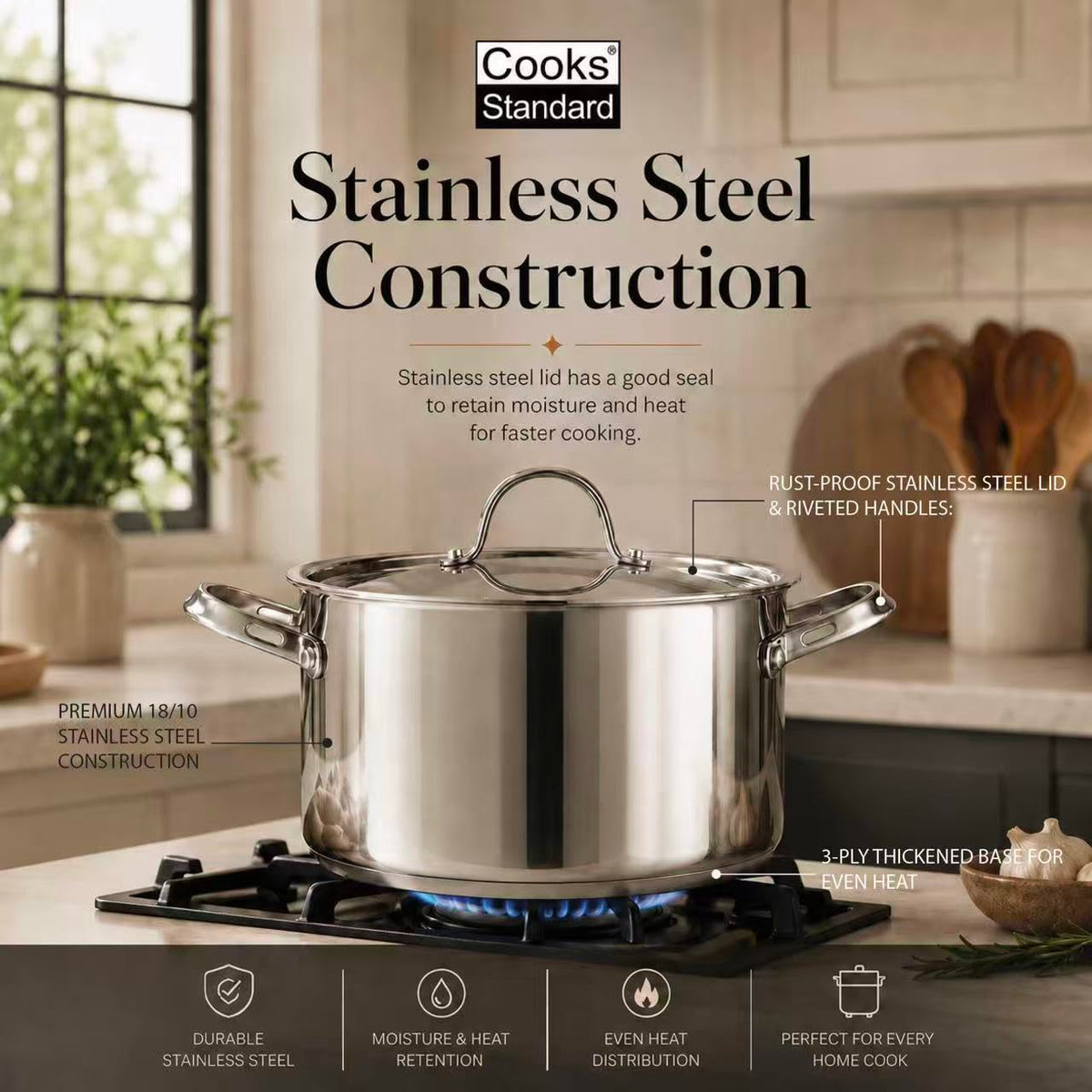 6 Quart Stainless Steel Stock Pot (6 Quarts)