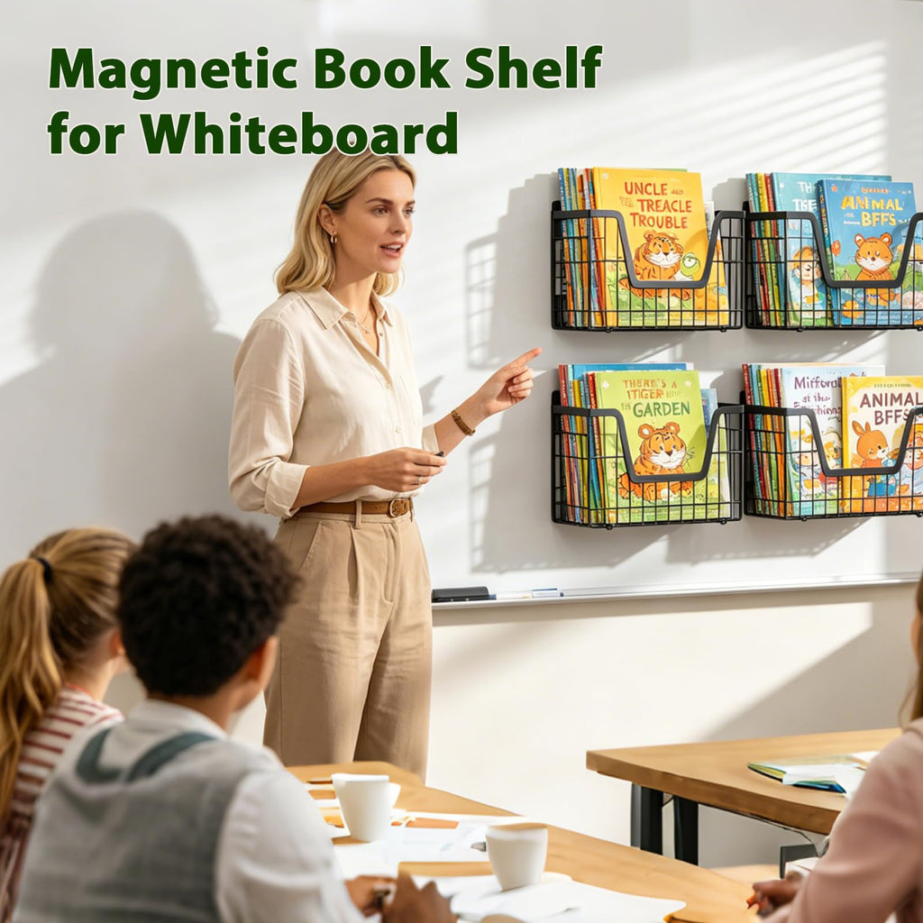 2 Pack Magnetic Shelf for Fridge (Black / 2)