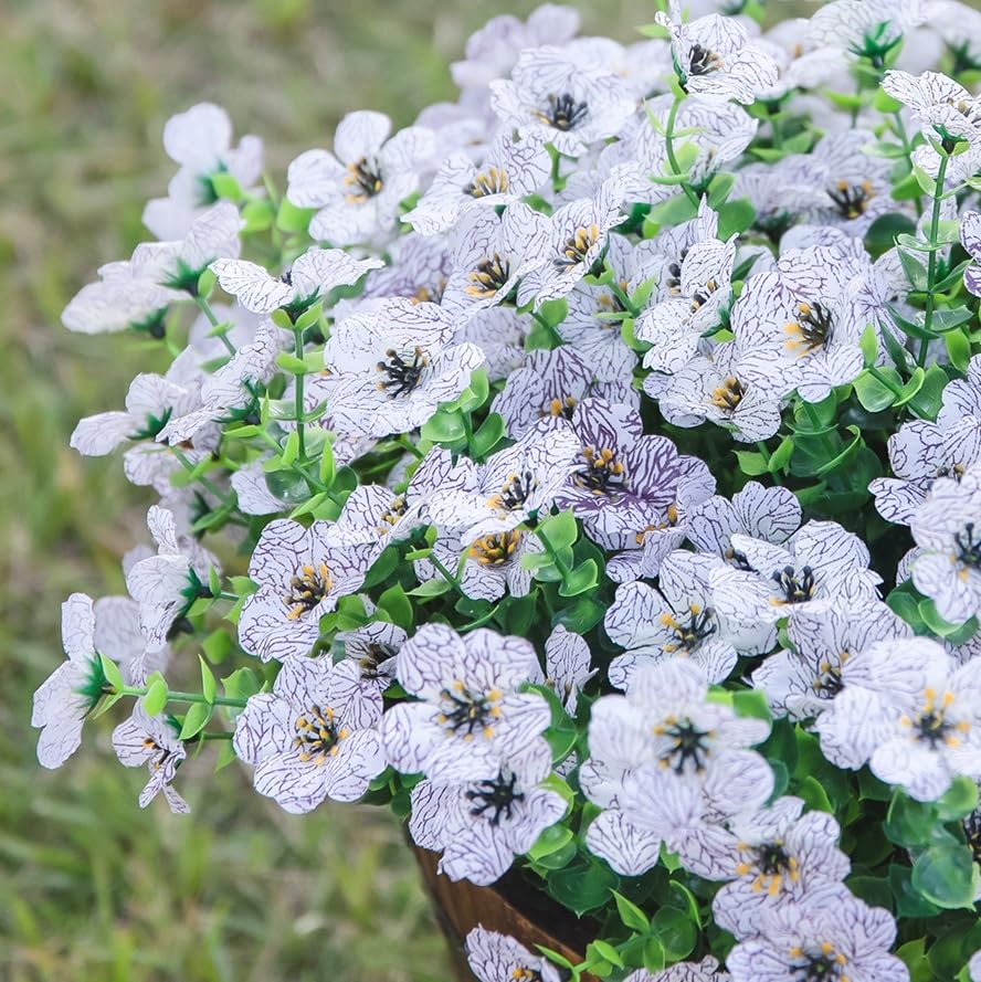 Artificial Flowers for Outdoor Indoor Garden Home Decoration (Creamy White)