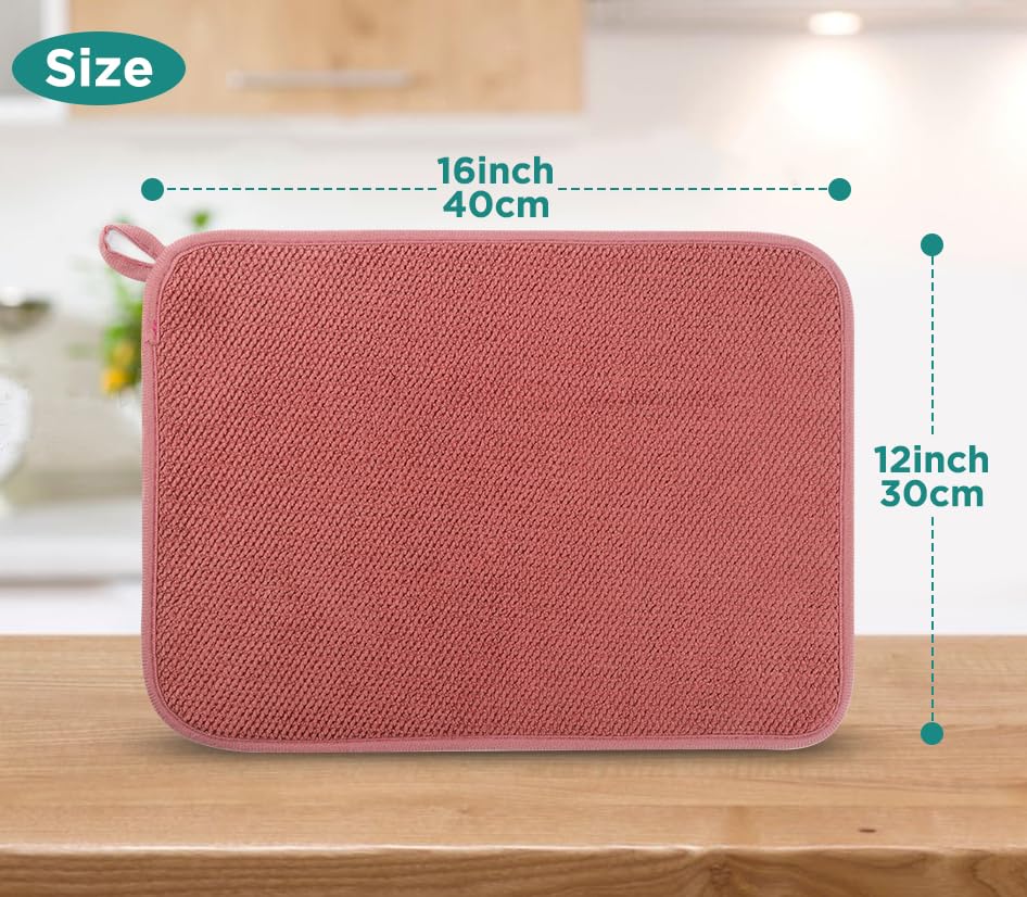 Microfiber Dish Drying Mat (Red / 12" x 16")