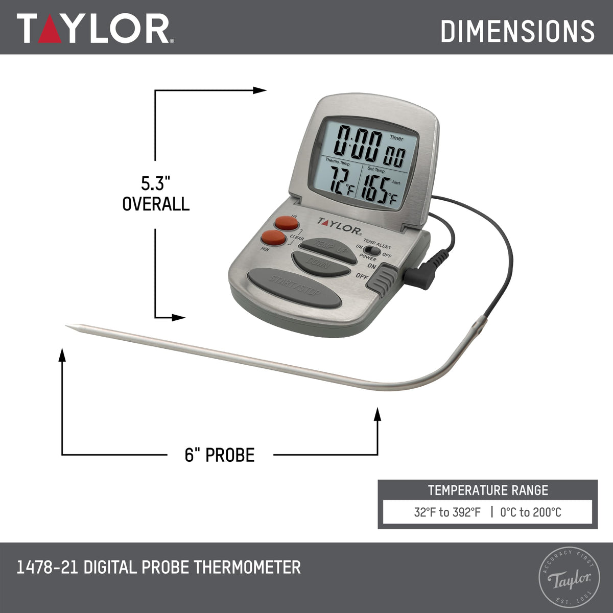 Precision Products Programmable with Timer Instant Read Wired Probe Digital (One Size)