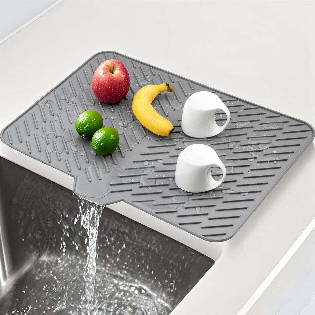 Silicone Dish Drying Mat for Kitchen Counter (Gray / 23" x 17")