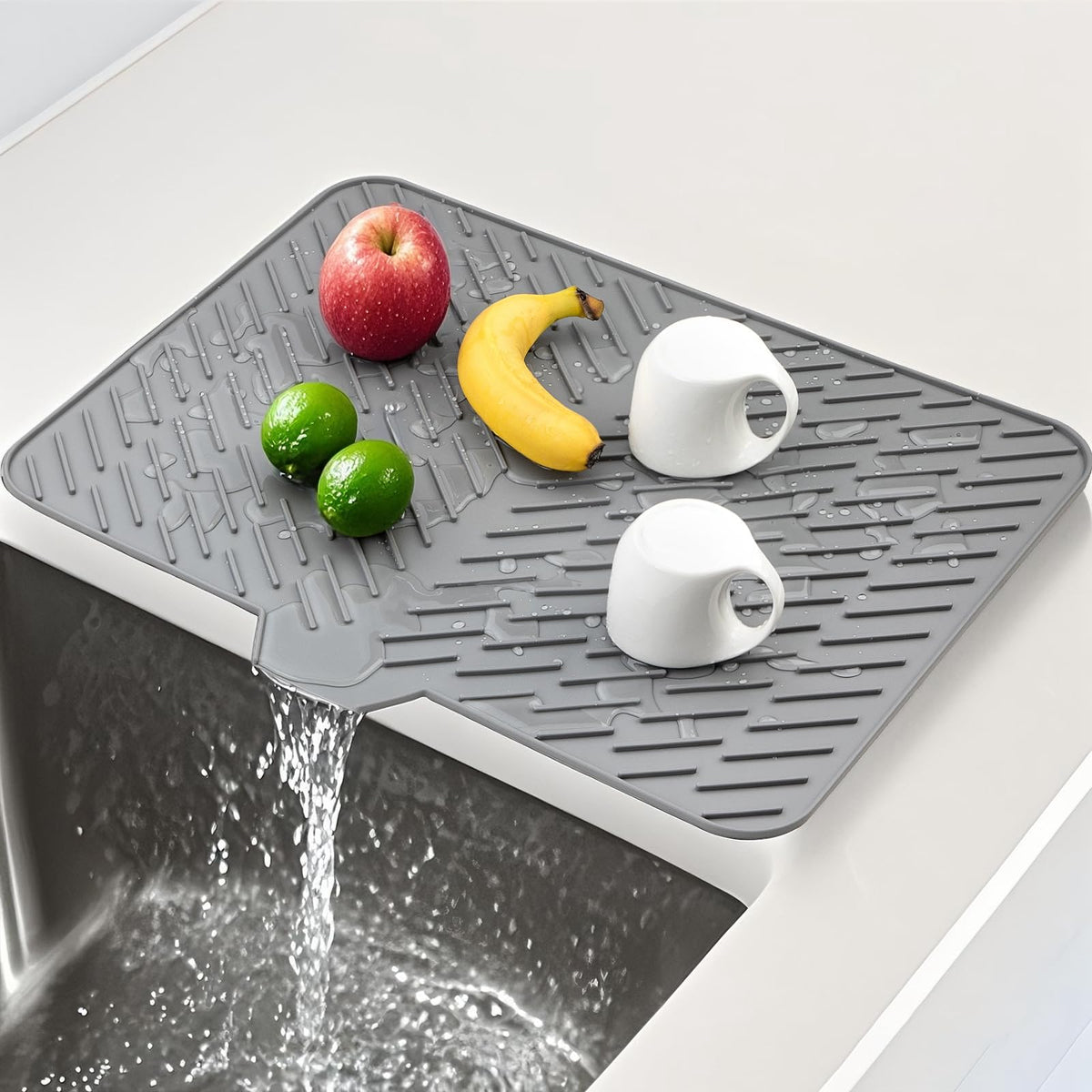 Silicone Dish Drying Mat for Kitchen Counter (Gray / 23" x 17")