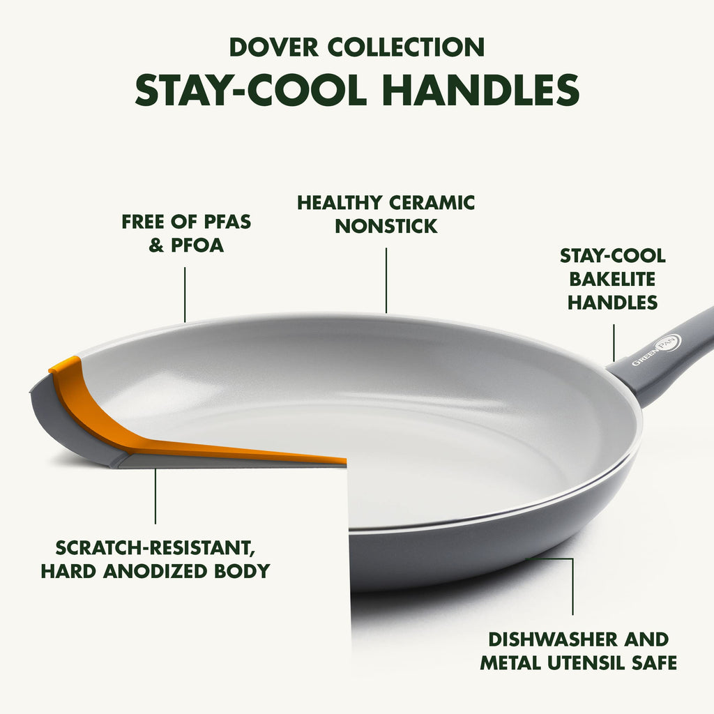 Dover Healthy Ceramic Nonstick (8" Frying Pan Skillet without Spatula / Gray)