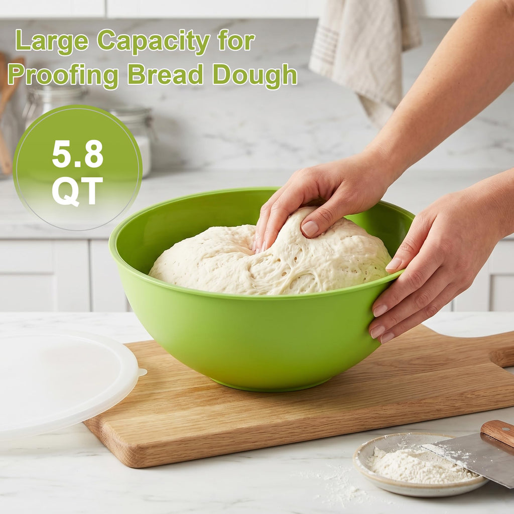 BPA Free Plastic Round Mixing Bowl with Lids (Light Green)