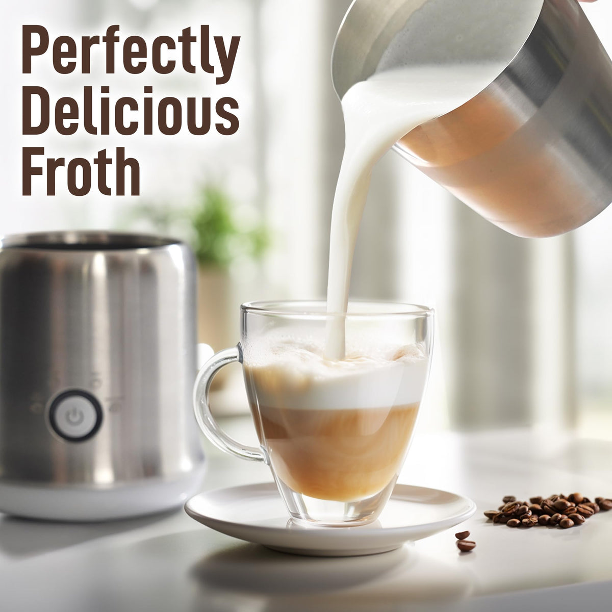 Zulay Electric Hot Chocolate Maker Machine (Cloud Silver / Frother Steamer)