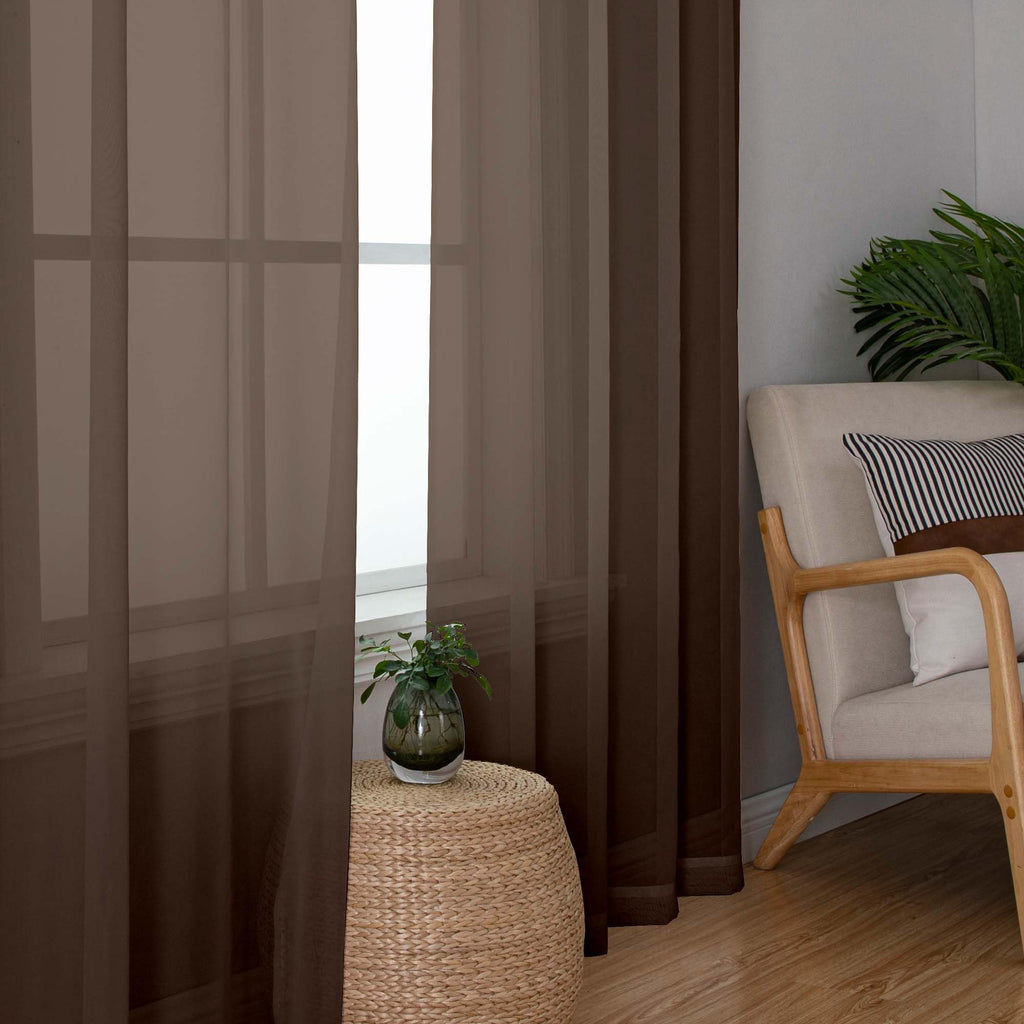Sheer Curtains (Chocolate / 42"W x 78"L (Pack of 2))