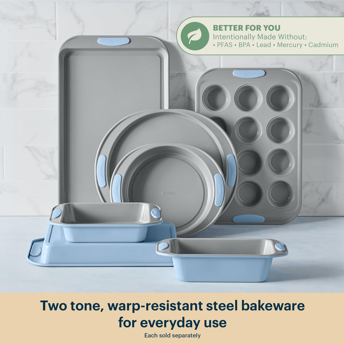 3 Piece Metal Cookie Sheet Bakeware Set (3 Piece Cookie Sheet / Cerulean)