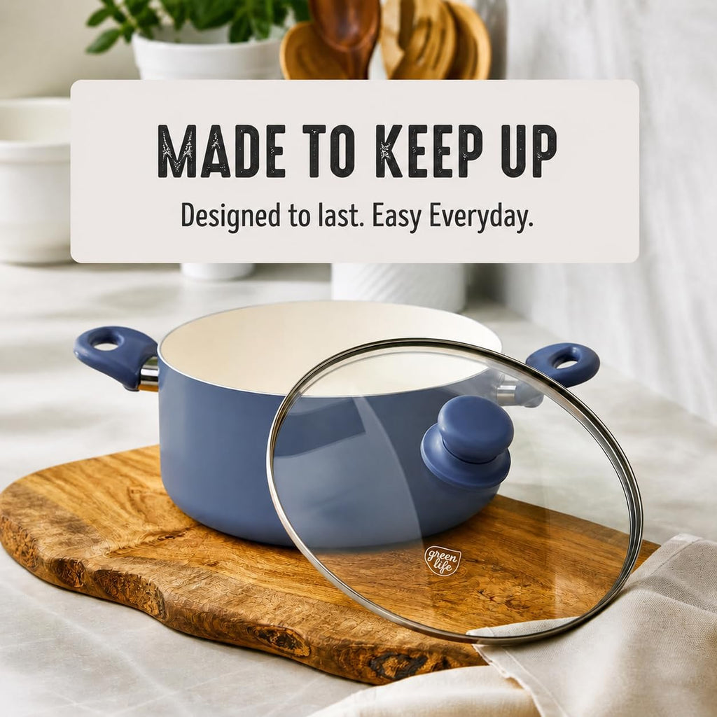5QT Ceramic Nonstick Stockpot with Lid (5 Quarts / Slate Blue)
