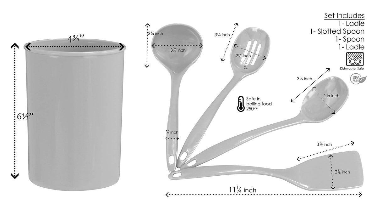 Calypso Basics by Reston Lloyd 6PC Melamine Utensil Holder Set (Utensil Holder Set / Gray)