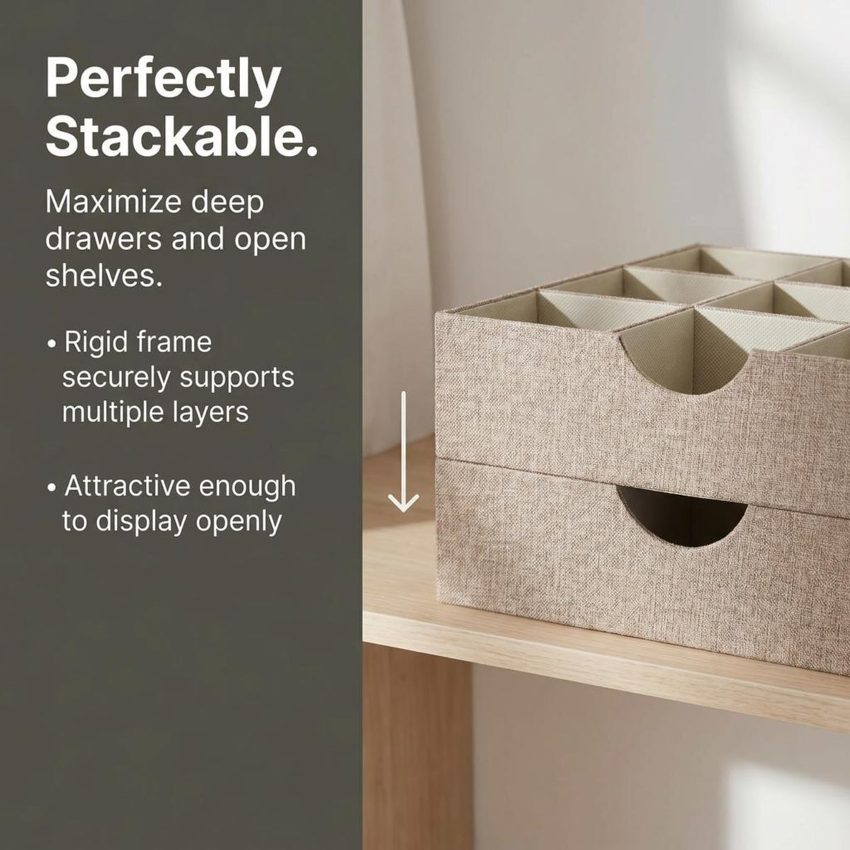 Brown 723 1 Deep 9 Section Drawer Organizer Box for Storage (Latte)