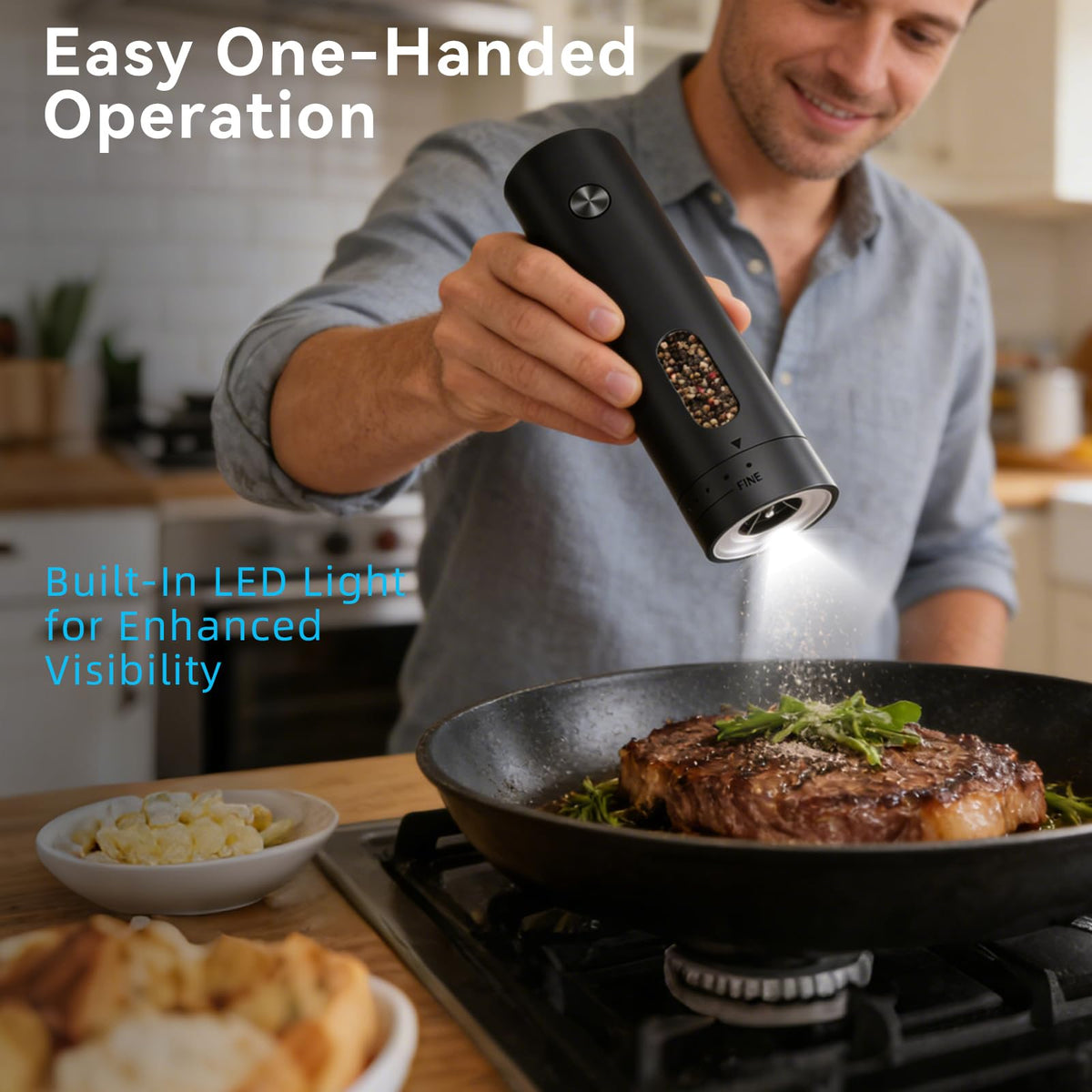 Electric Salt and Pepper Grinder Set with Dual Charging Base (KYMQ-65C)