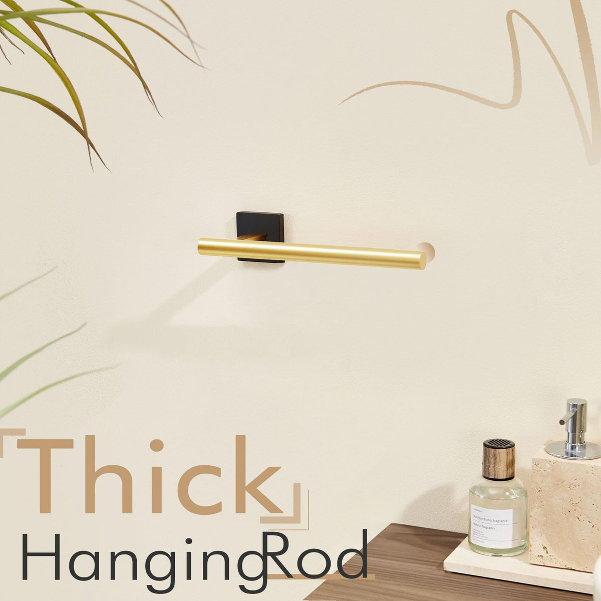 Bathroom Towel Bar Hand Towel Holders Wall Mount Toilet Kitchen Cabinet Paper Holder Stainless Steel Bath Hardware Black with Gold (Black Gold / 1 Pack)