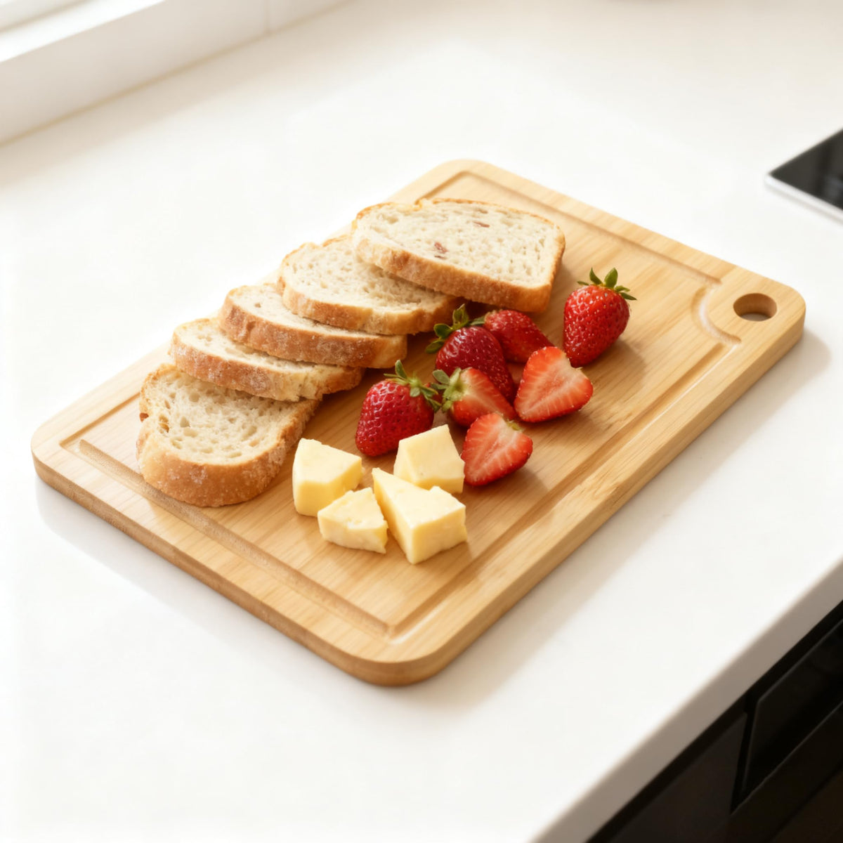 Small Bamboo Cutting Boards with Juice Groove (1Pack-11''x7.8''-Rectangular)