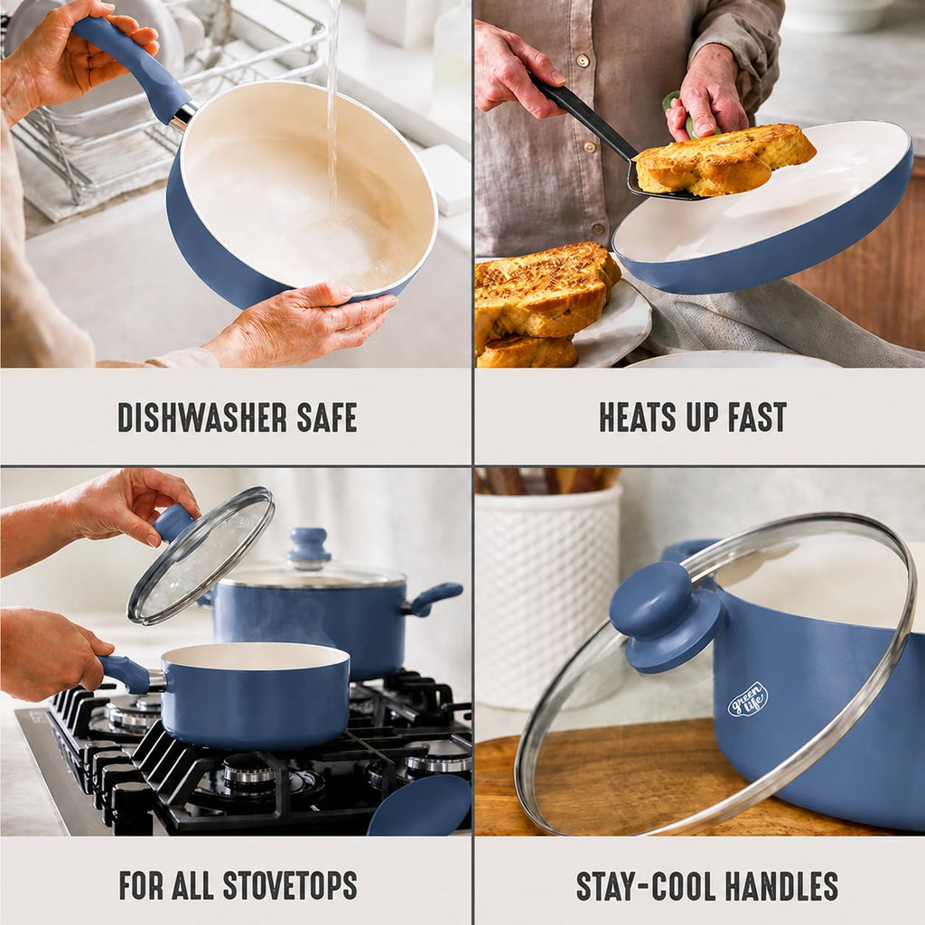 5QT Ceramic Nonstick Stockpot with Lid (5 Quarts / Slate Blue)