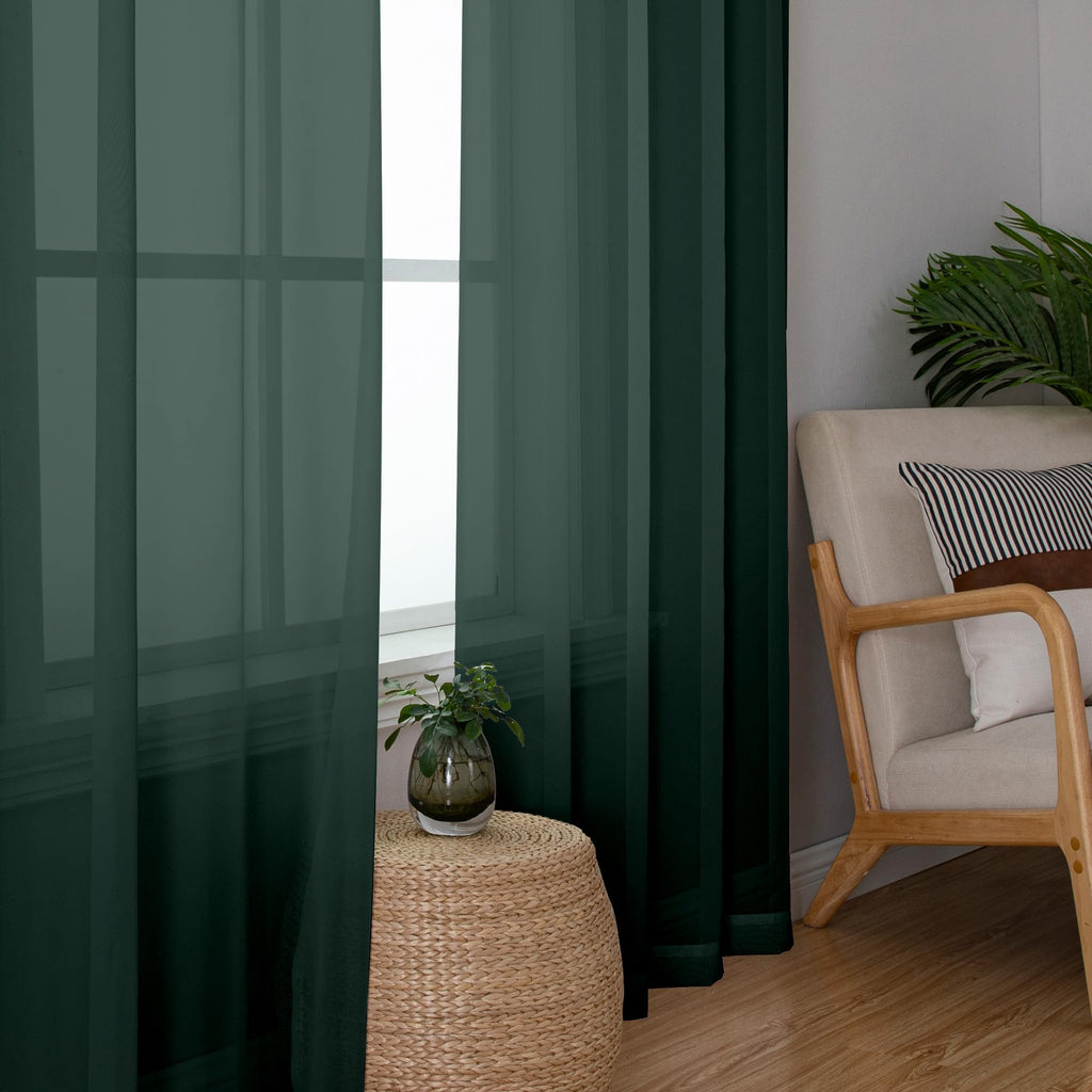 Green Sheer Curtains 78 Inches Long for 2 Panels Set for Christmas (Hunter Green / 42"W x 78"L (Pack of 2))